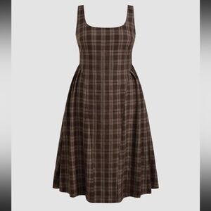 NEW! Cider Brown Plaid Midi Dress